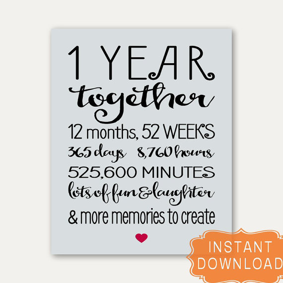 1 Year Anniversary Quotes For Girlfriend
 1 Year Anniversary Sign Annviersary Cute Gift for