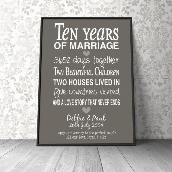 10Th Anniversary Gift Ideas
 10th wedding anniversary t personalised anniversary