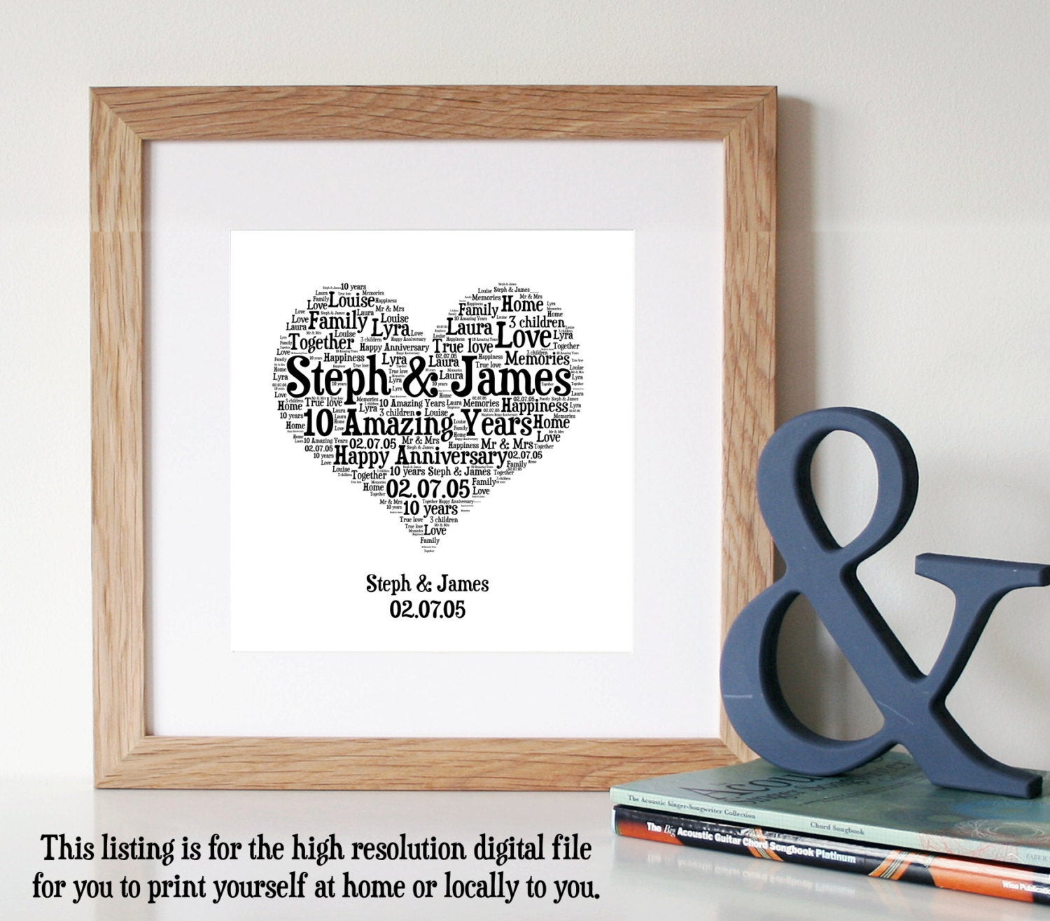 10Th Anniversary Gift Ideas For Her
 Personalised 10TH ANNIVERSARY GIFT Word Art by WordlyDesigns