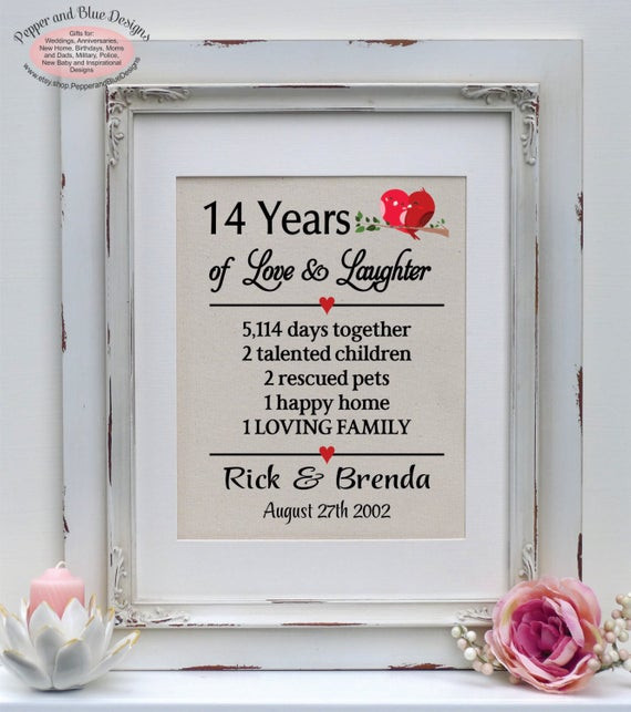 14Th Anniversary Gift Ideas
 14th wedding anniversary ts 14 years by