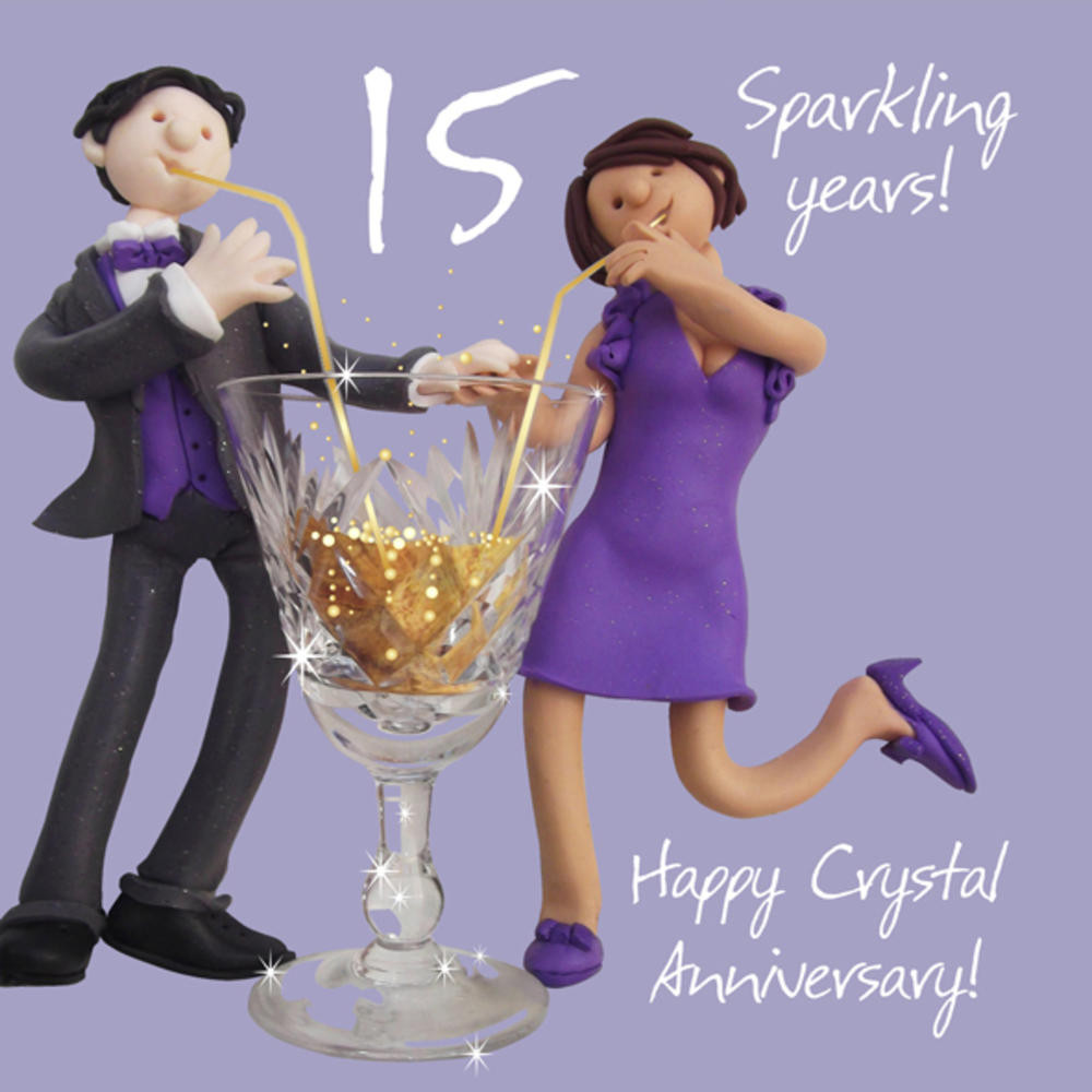15Th Wedding Anniversary Quotes
 Happy 15th Crystal Anniversary Greeting Card e Lump or