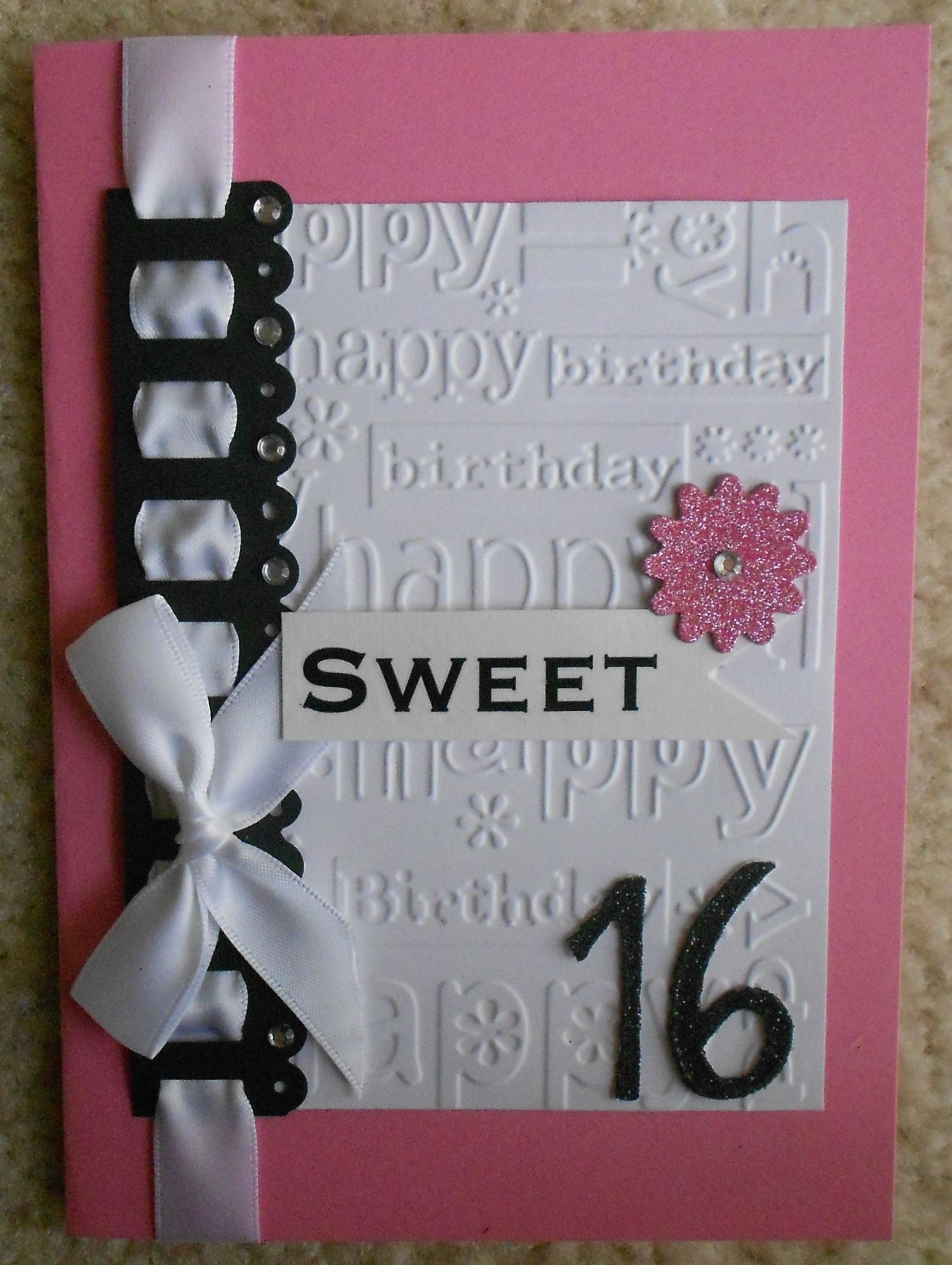 16Th Birthday Card Ideas
 Handmade Sweet 16 birthday card