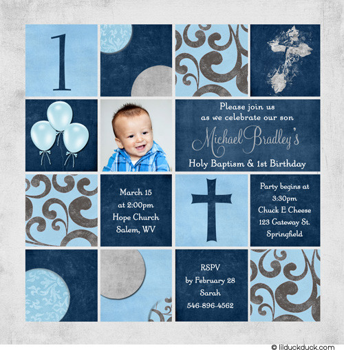 1St Birthday And Baptism Combined Invitations
 First Birthday And Baptism Invitations