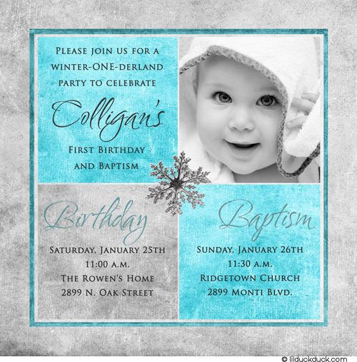 1St Birthday And Baptism Combined Invitations
 Winter Birthday Baptism Invitation ONE derland