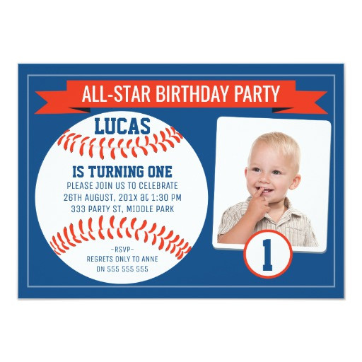 1St Birthday Baseball Invitations
 Boys Baseball Sports 1st Birthday Party Invitation