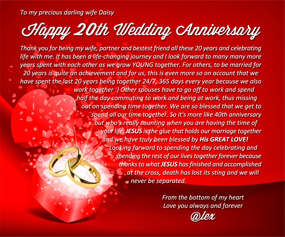 20 Years Of Marriage Quotes
 20th Year Wedding Anniversary Quotes QuotesGram