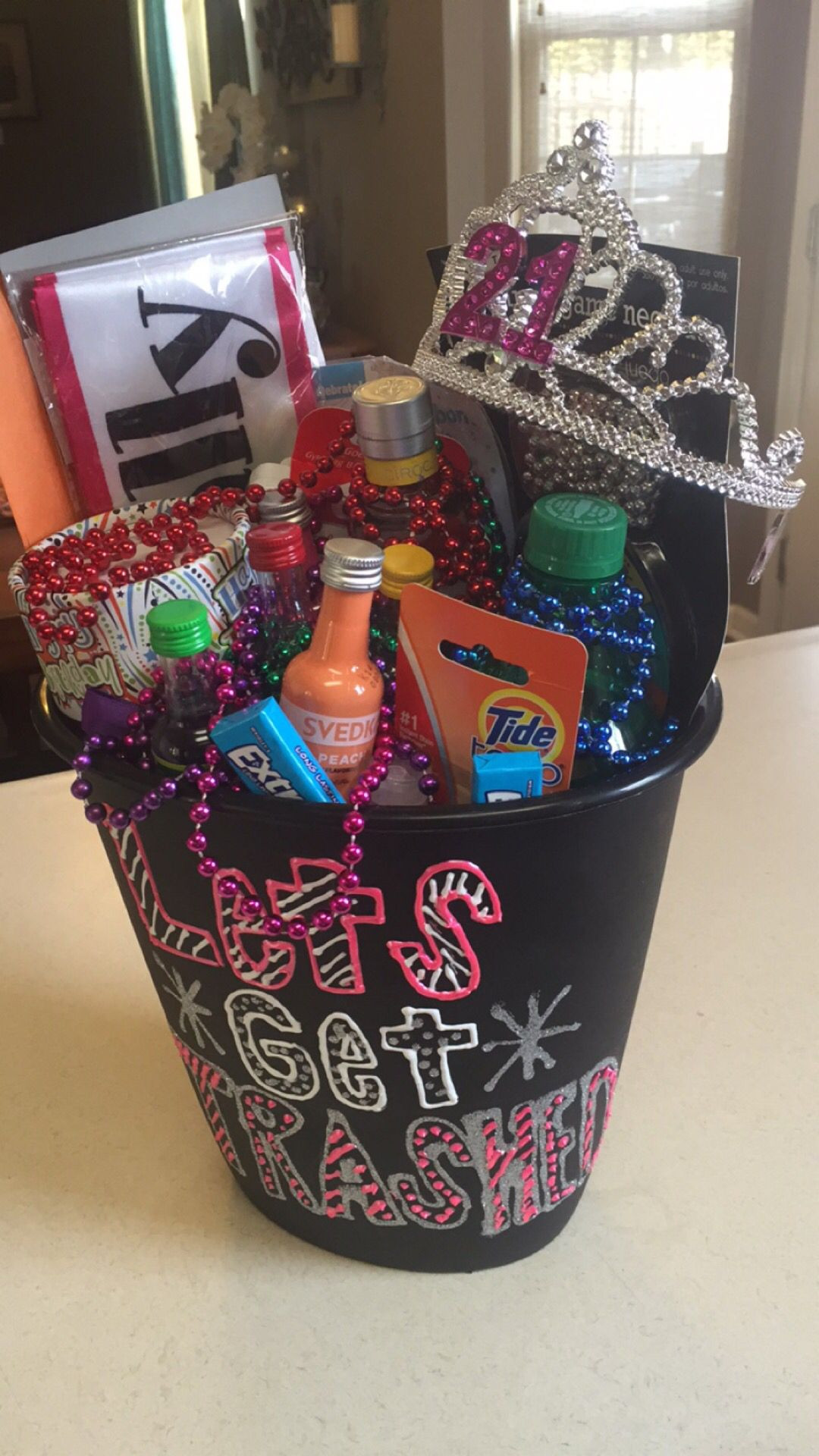 21 Birthday Gift Ideas
 21st birthday t In a trash can saying "let s