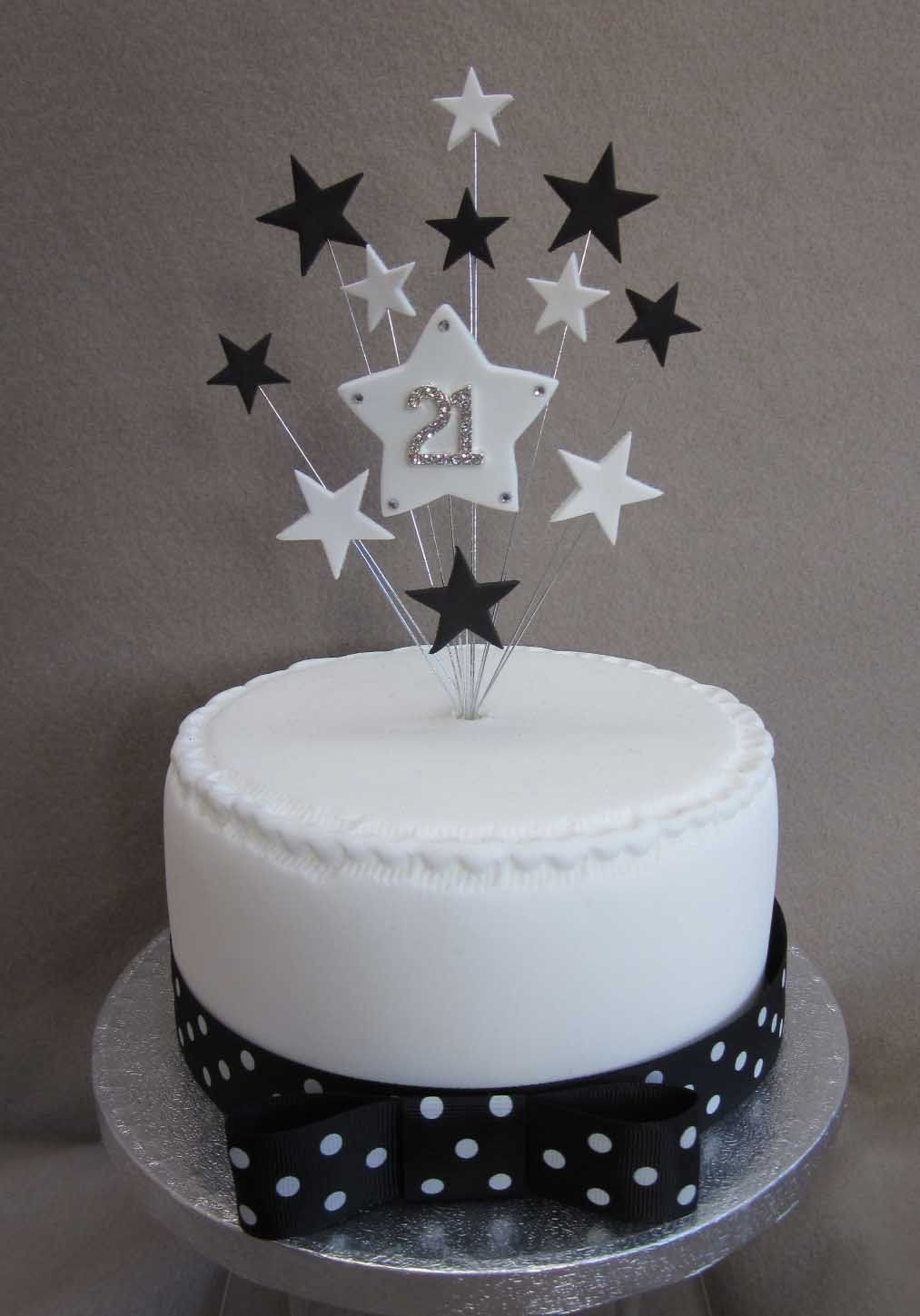 21St Birthday Cake Toppers
 21st Birthday Cake Topper Black And White Stars Suitable