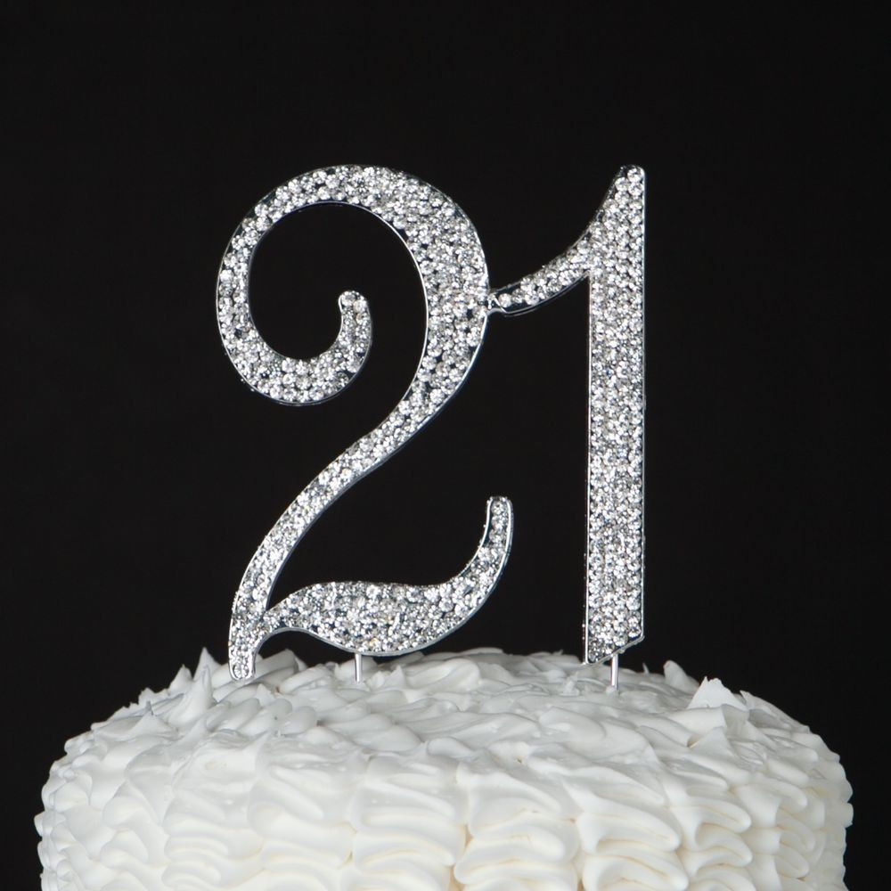 21St Birthday Cake Toppers
 21 Cake Topper 21st Birthday Party Silver Number