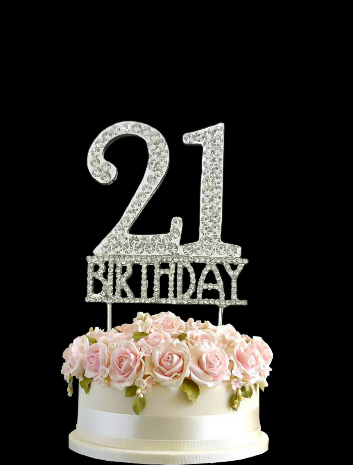 21St Birthday Cake Toppers
 Crystal Monogran Happy 21st Birthday Cake Topper