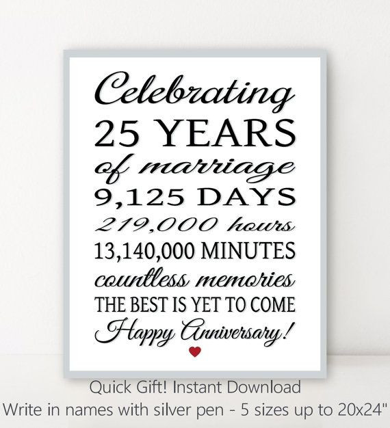 25Th Anniversary Quotes
 25th ANNIVERSARY 25 Years Parents Anniversary by