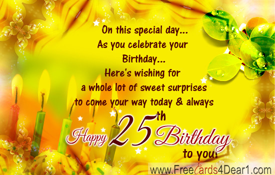 25Th Birthday Wishes
 25th Birthday Ecards