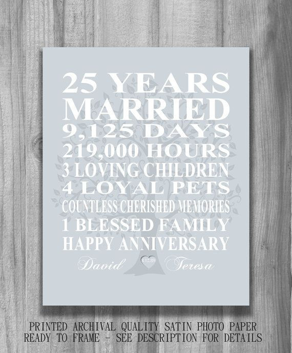 25Th Wedding Anniversary Gift Ideas For Husband
 25 best ideas about 25th Anniversary Gifts on Pinterest
