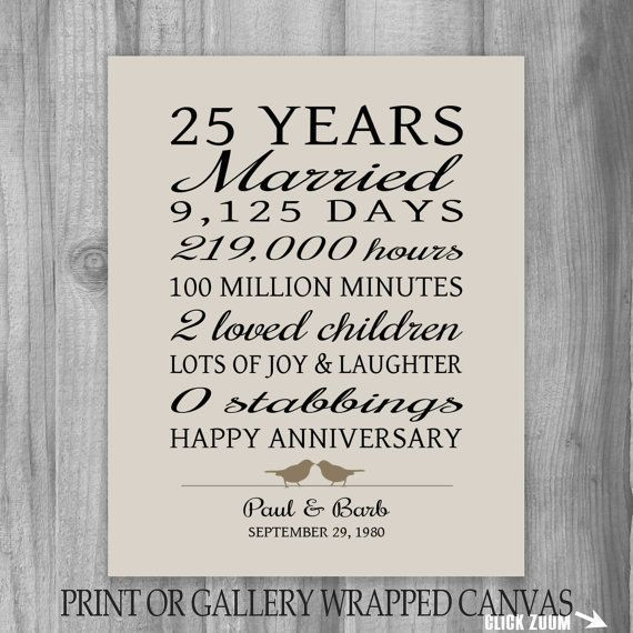 25Th Wedding Anniversary Gift Ideas For Husband
 25 Year Anniversary Gift 25th Anniversary Art Print