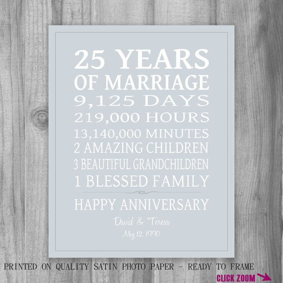 25Th Wedding Anniversary Gift Ideas For Parents
 1000 ideas about 25th Anniversary Gifts on Pinterest