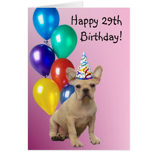 29Th Birthday Card
 Happy 29th Birthday French Bulldog Greeting Card