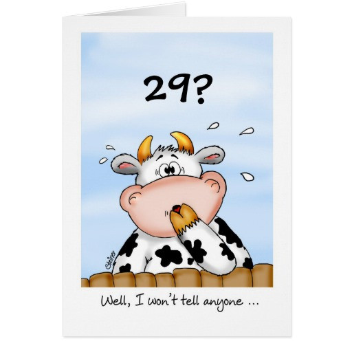 29Th Birthday Card
 29th Birthday Humorous Card with surprised cow