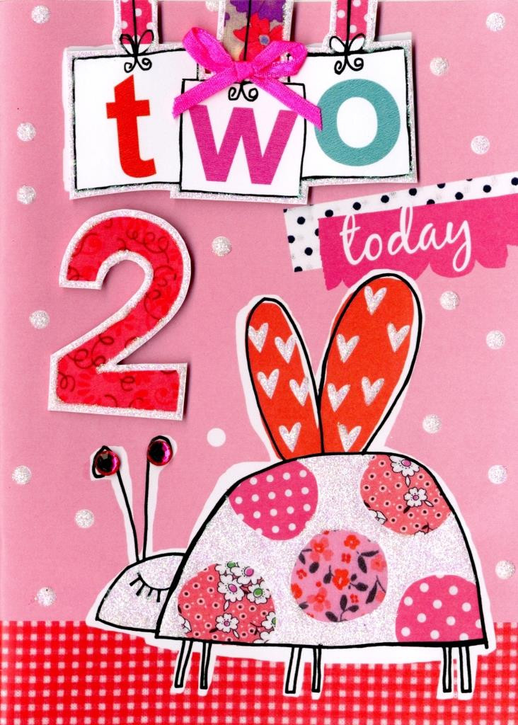2Nd Birthday Card
 Girls 2nd Birthday Card Two Today