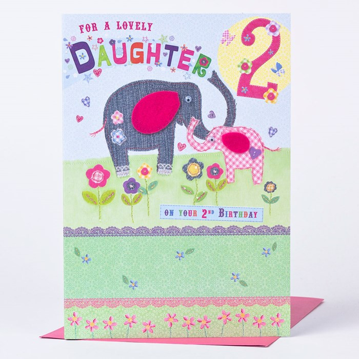 2Nd Birthday Card
 2nd Birthday Card Lovely Daughter Elephants