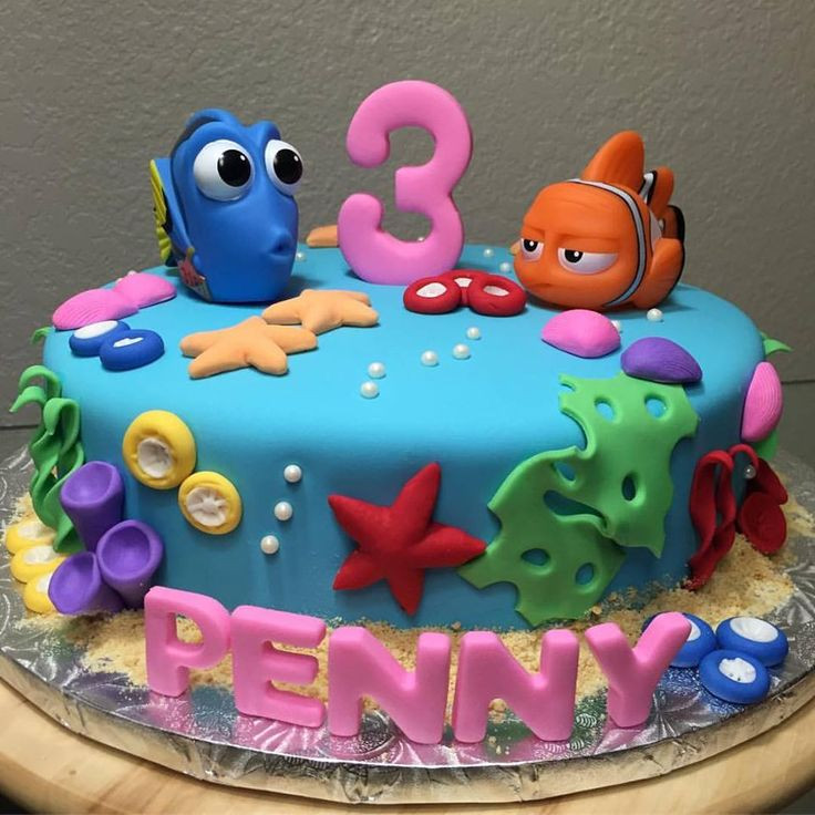 3 Year Old Birthday Cake Ideas Girl
 Nemo and Dorys Cake for a 3 year old girl We made the