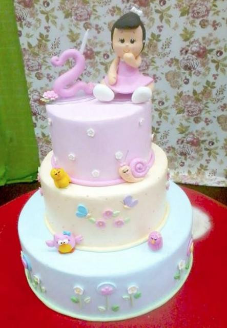3 Year Old Birthday Cake Ideas Girl
 3 Tier Pink and Lavender Birthday Cake for 2 year old Girl JPG