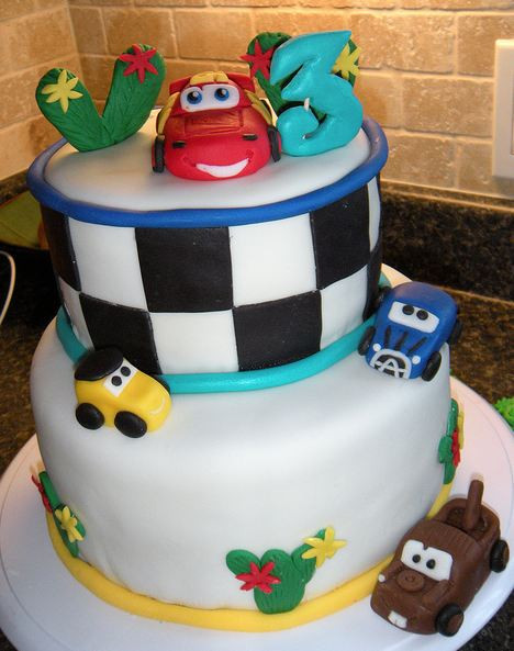 3 Yr Old Birthday Cake
 Two tier Cars theme birthday cake for 3 year old JPG