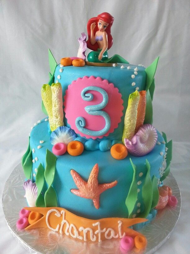 3 Yr Old Birthday Cake
 Little Mermaid birthday cake for 3 year old