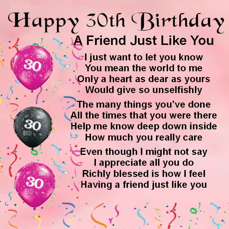 30Th Birthday Wishes For Friend
 Personalised Coaster Friend Poem female 30th