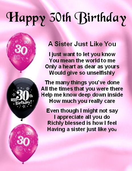 30Th Birthday Wishes For Sister
 Details about Fridge Magnet Personalised Sister Poem
