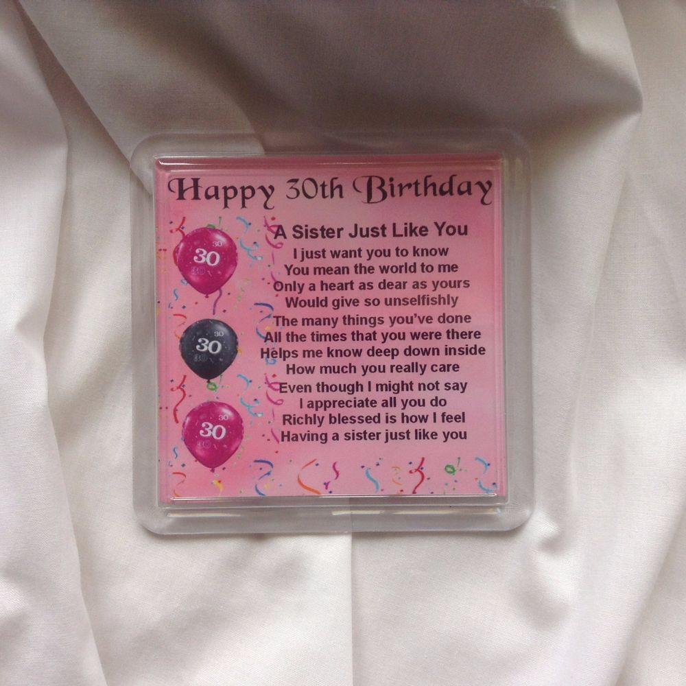 30Th Birthday Wishes For Sister
 Personalised Coaster Sister Poem 30th Birthday FREE