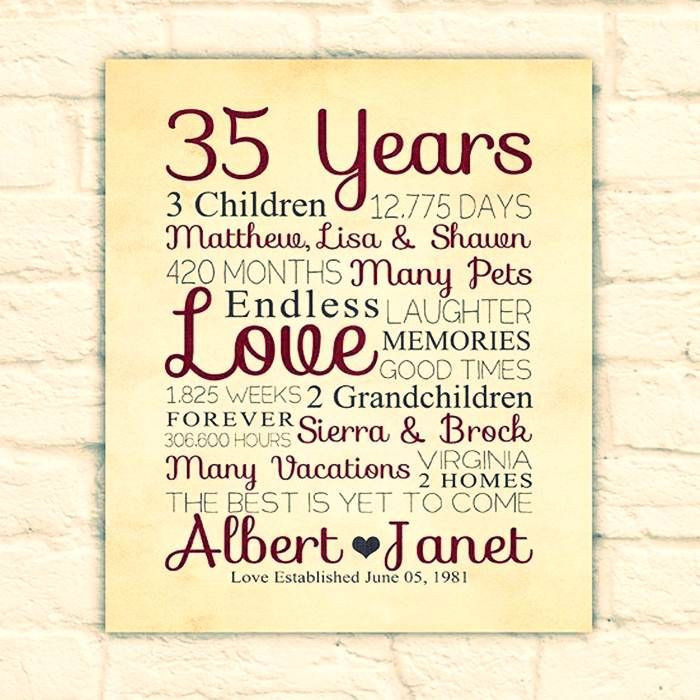 35Th Anniversary Gift Ideas
 Best 25 35th wedding anniversary t ideas on Pinterest