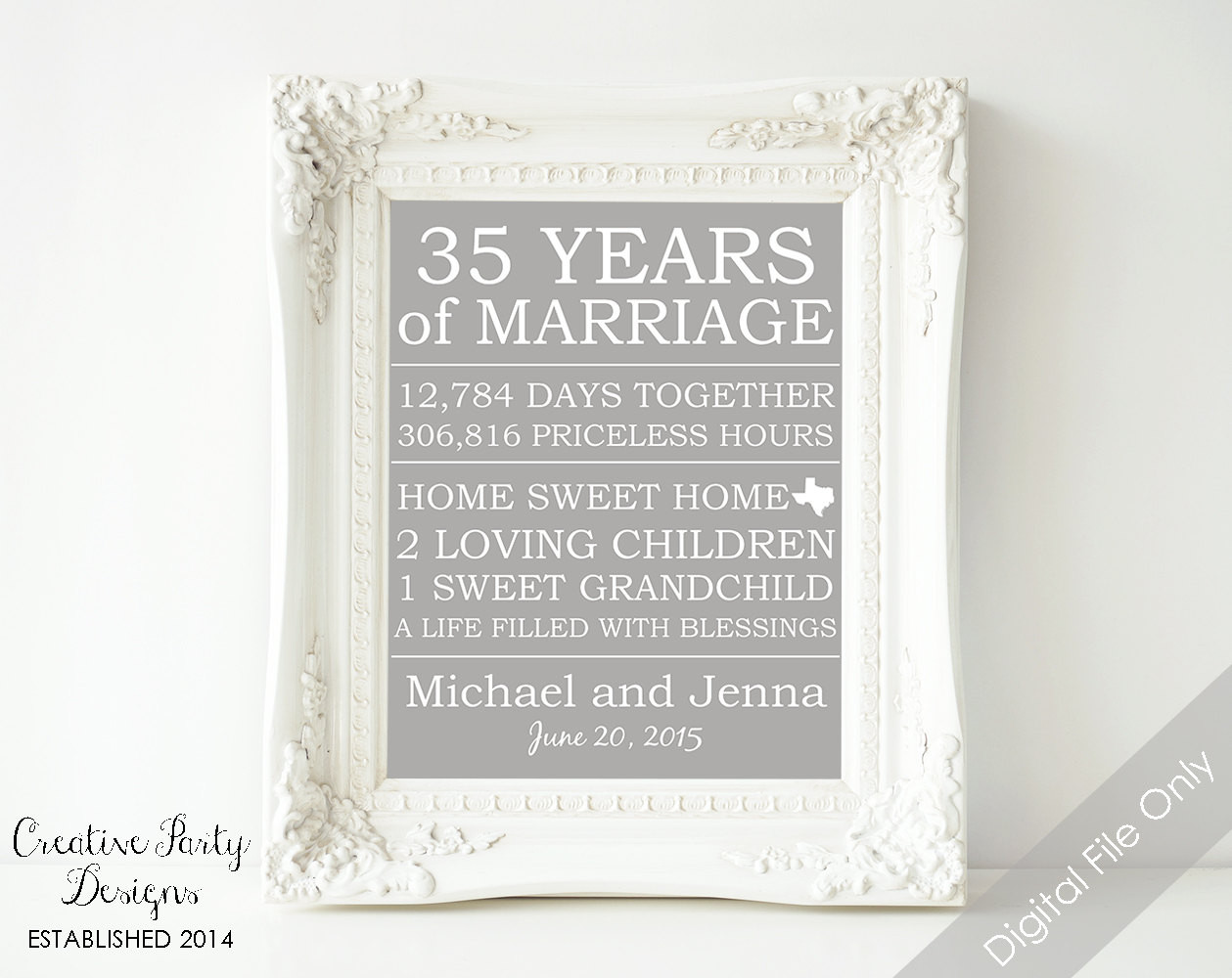 35Th Anniversary Gift Ideas
 35th Anniversary Gift Personalized by CreativePartyDesigns