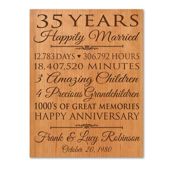 35Th Anniversary Gift Ideas
 Personalized 35th anniversary t for him 35 year wedding
