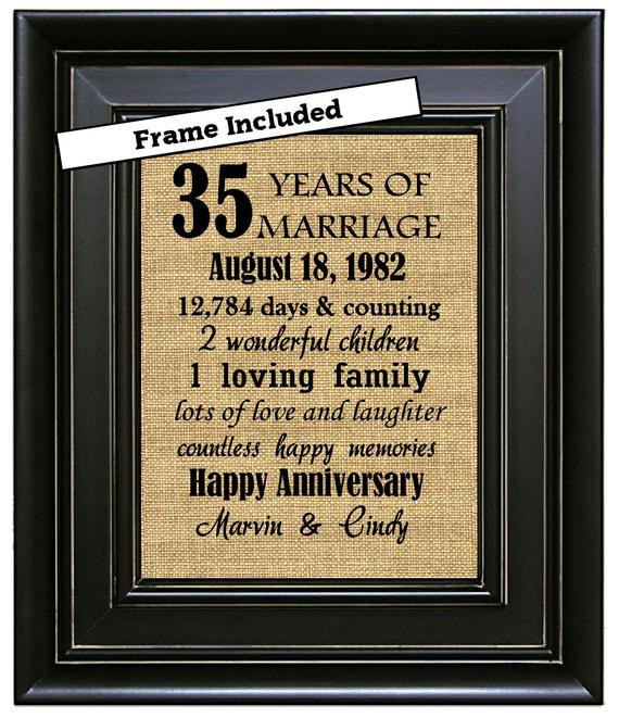 35Th Anniversary Gift Ideas
 FRAMED 35th Wedding Anniversary 35th Anniversary Gifts 35th