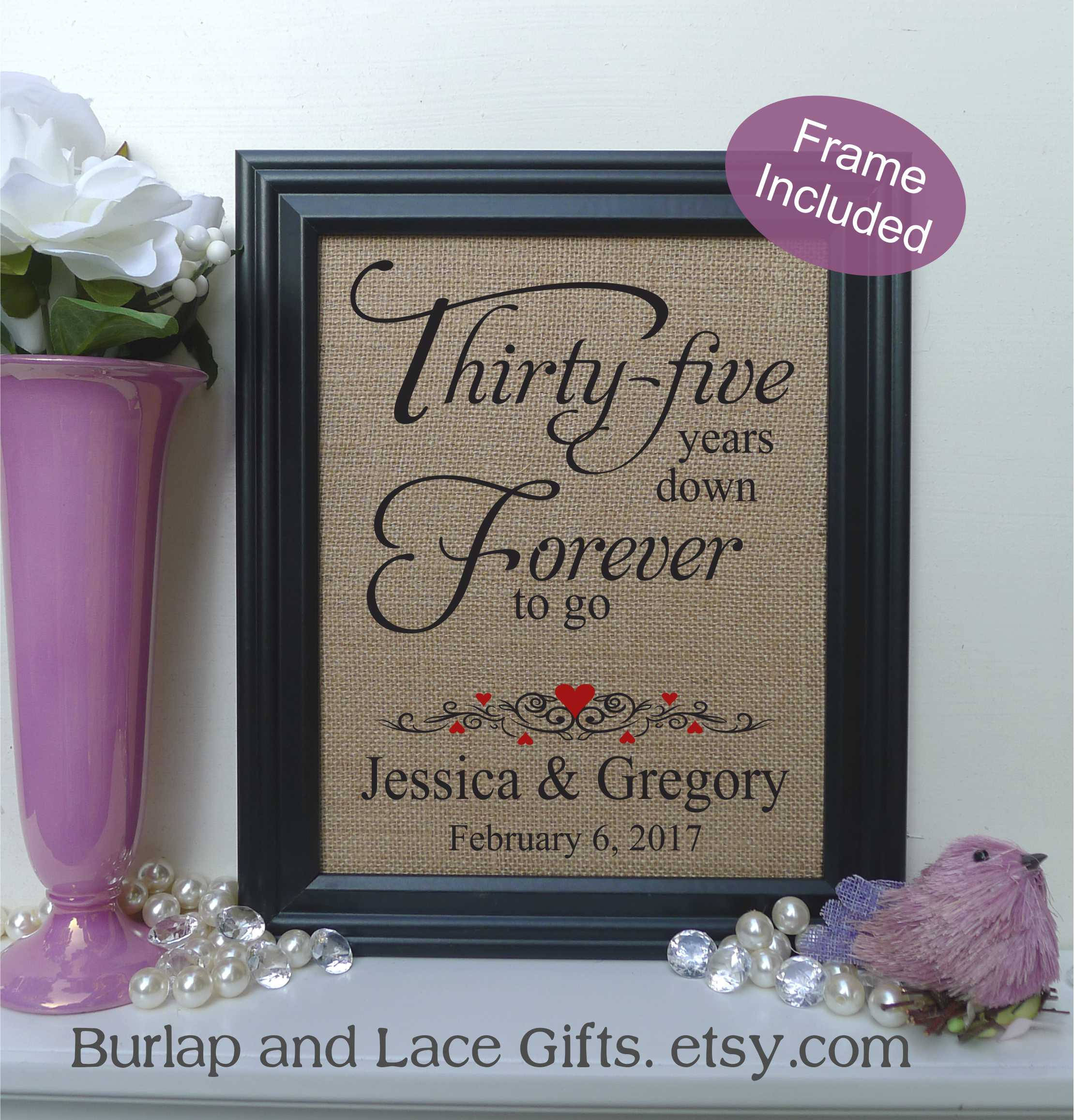 35Th Anniversary Gift Ideas
 FRAMED Personalized 35th Anniversary Gift 35 years of