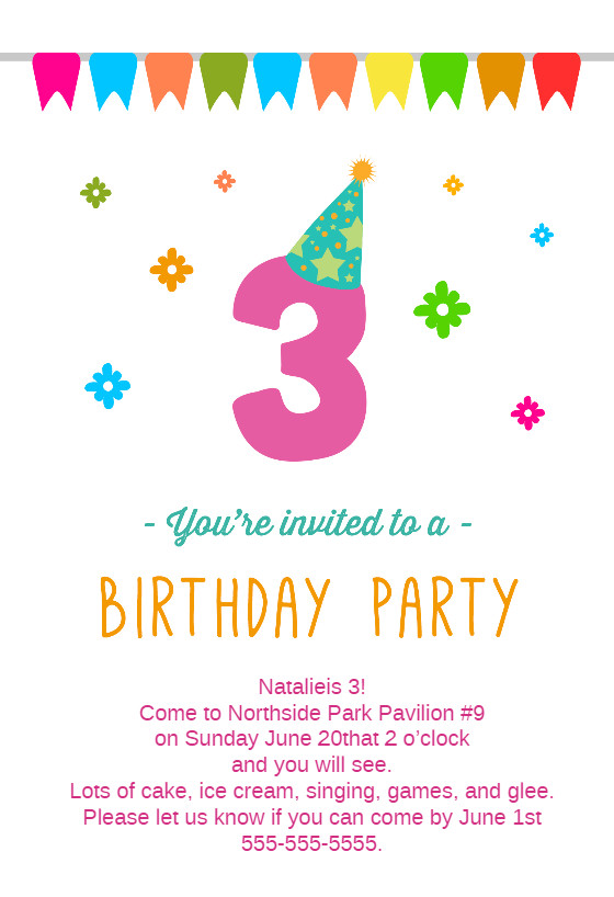 3Rd Birthday Party Invitations
 3rd Birthday Party Free Birthday Invitation Template