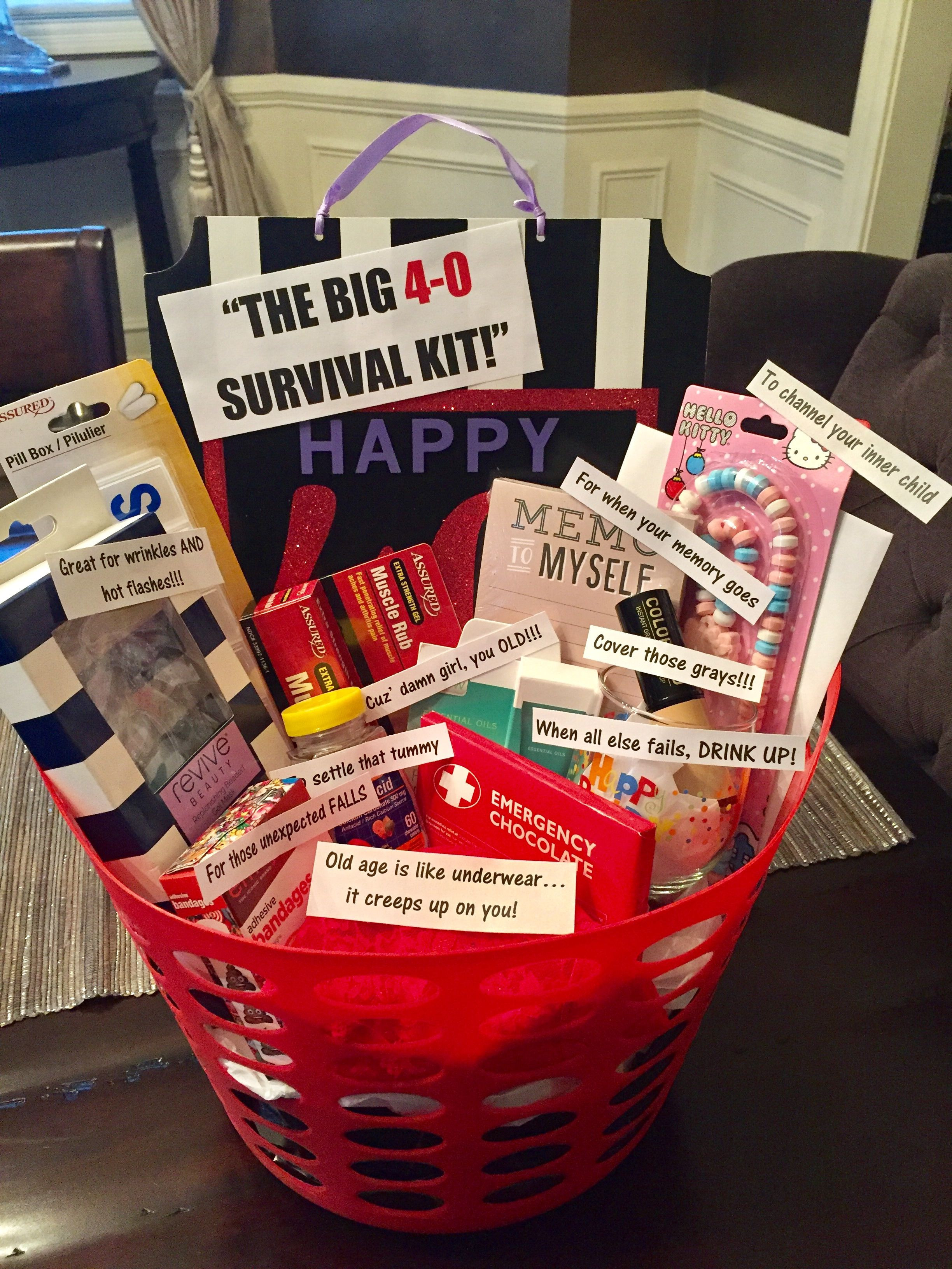 40Th Birthday Gift Ideas For Friend
 40th birthday survival kit for a woman most things from