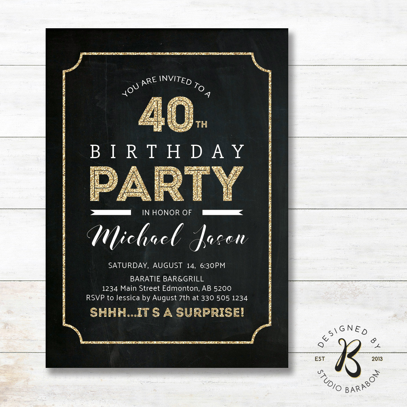 40Th Birthday Invitations For Her
 Surprise 40th Birthday Invitation Adult Birthday Invitations