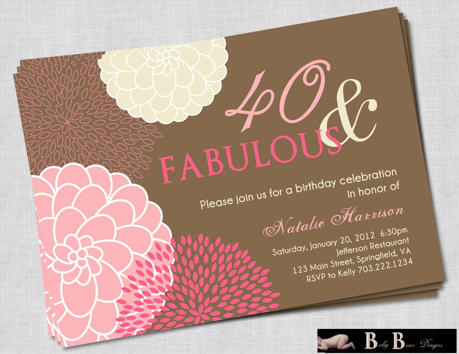40Th Birthday Invitations For Her
 FREE Printable 40th Birthday Invitations for Women