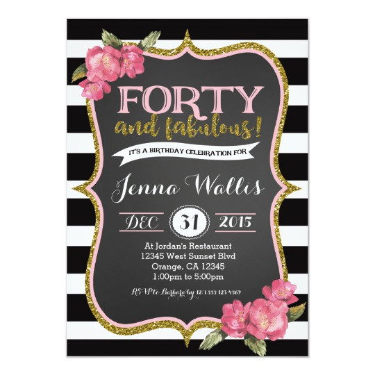 40Th Birthday Invitations For Her
 40th Forty & fabulous Birthday Invitation