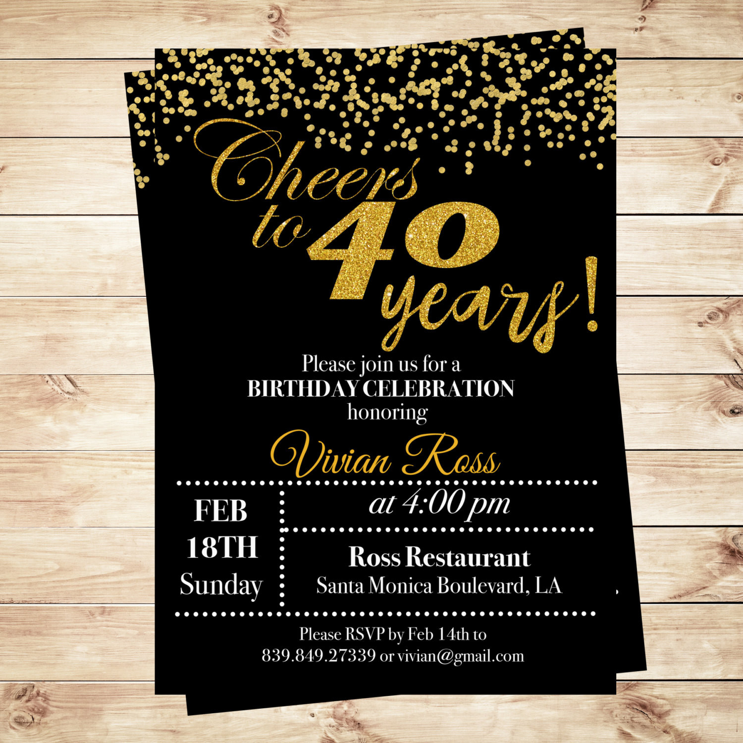 40Th Birthday Invitations For Her
 Cheers To 40 Years Birthday Printable Invitation 40th