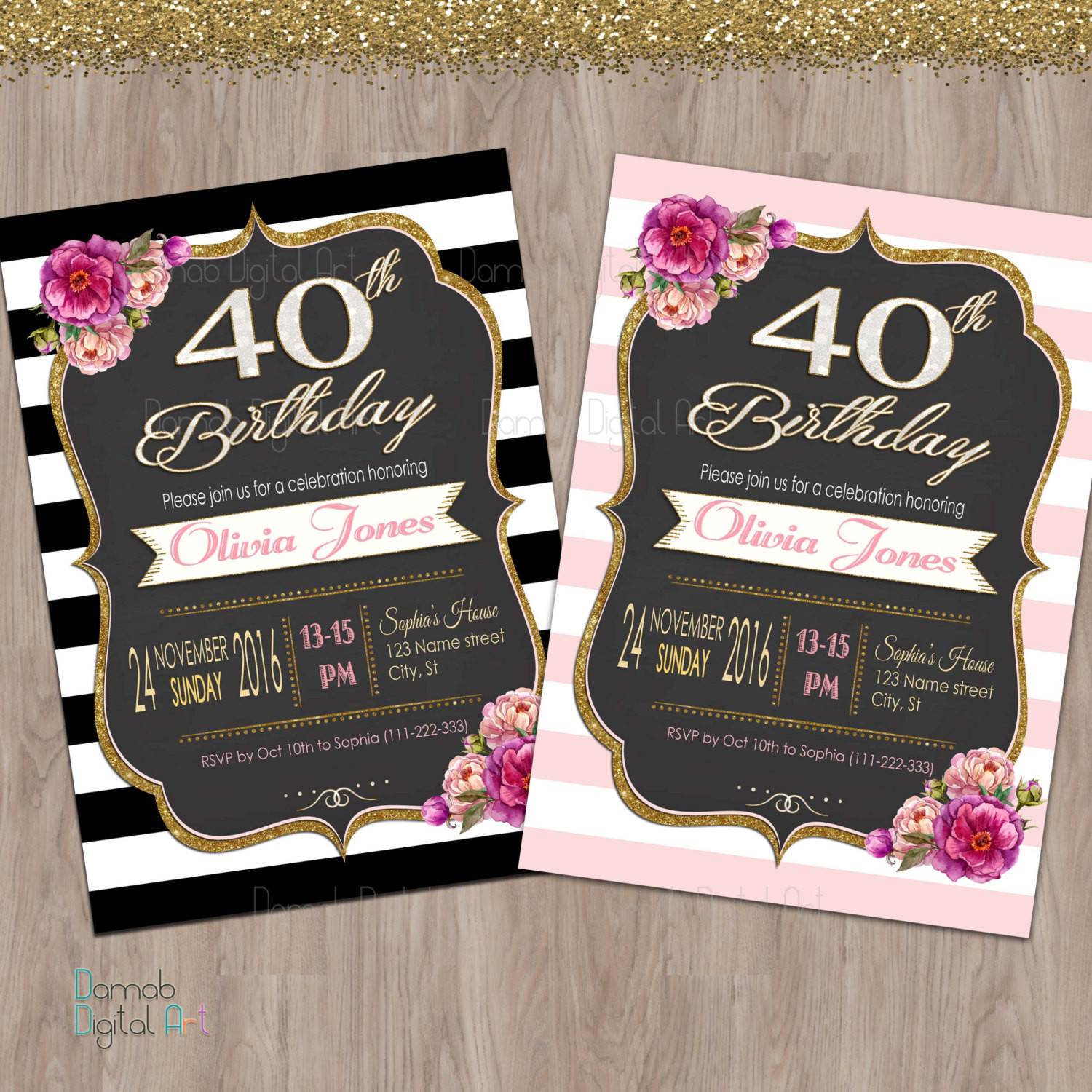 40Th Birthday Invitations For Her
 40th birthday invitation women 40th birthday invitation for