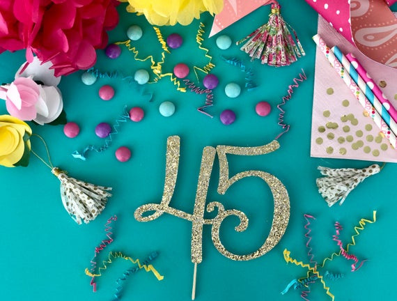 45Th Birthday Party Decorations
 45 Cake Topper Forty Five Party Decorations Adult