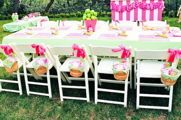 5 Year Old Girl Birthday Party Ideas
 Kara s Party Ideas Apple of My Eye Girl Pink Green Fruit