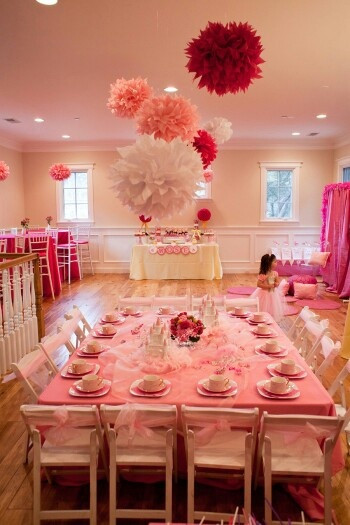 5 Year Old Girl Birthday Party Ideas
 Paper Pom poms for ceiling decorative