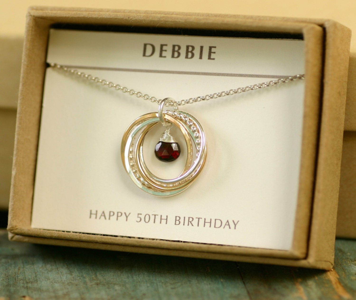 50 Birthday Gifts
 Garnet necklace for her 50th birthday t for bestfriend