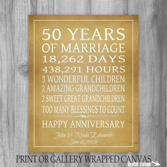 50Th Anniversary Quotes
 50th Anniversary Gift Print or Canvas Grandparents Gift