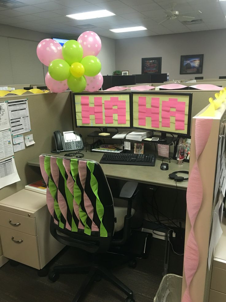 50Th Birthday Decoration Ideas For Office
 Work decoration birthday cubicle balloon sticky note