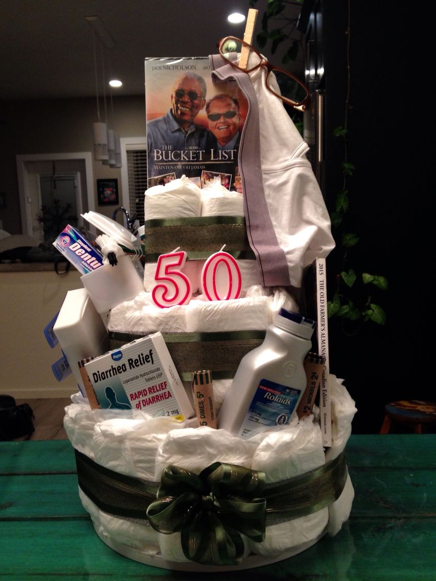 50Th Birthday Gift Ideas For Men Funny
 "Depends" diaper cake for my dads 50th birthday diy