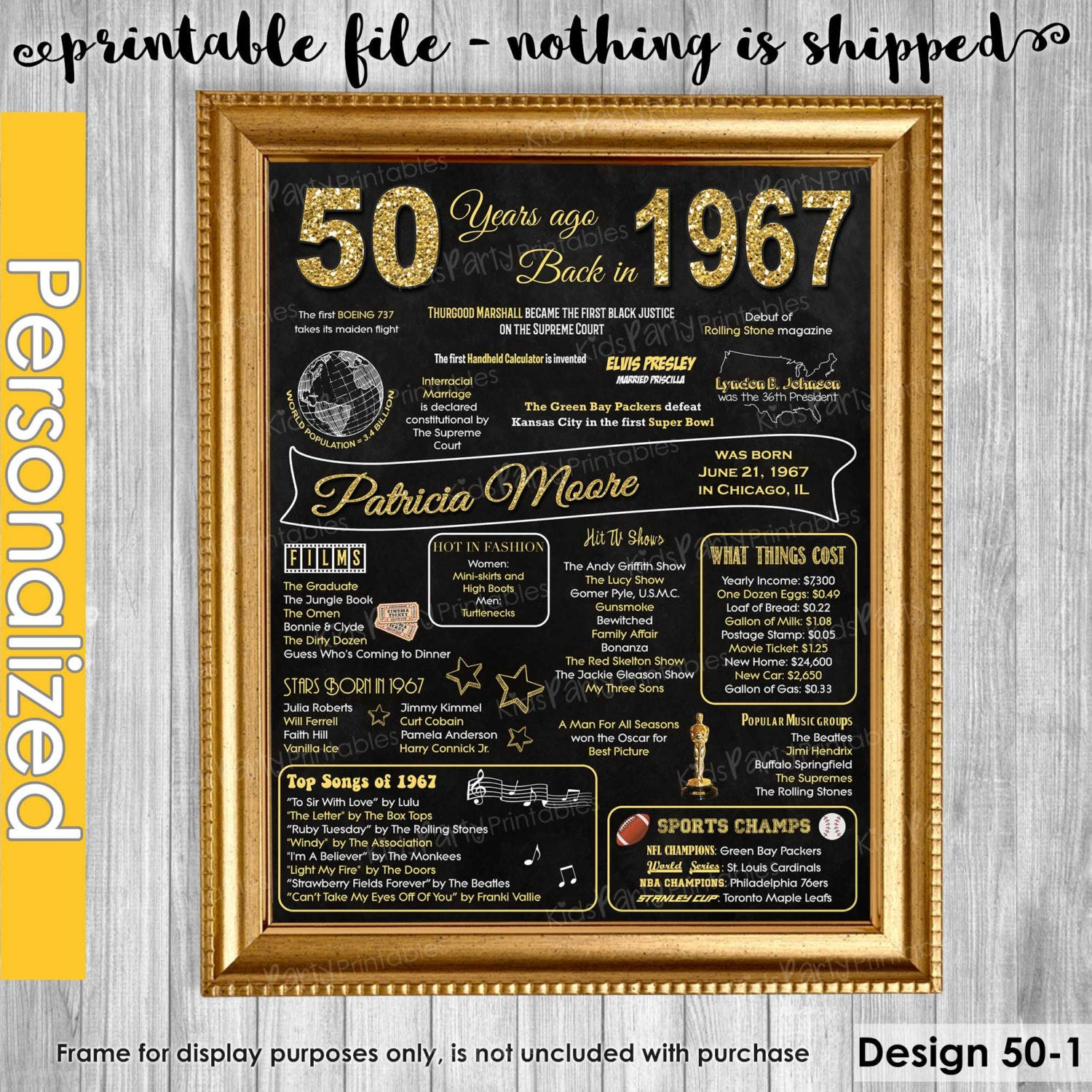50Th Birthday Gift Ideas For Men Funny
 50th Birthday Gift for Women 50th Birthday Chalkboard 50th